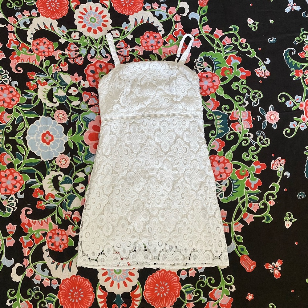 Hollister Floral White Lace Dress
